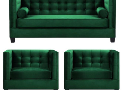 Sofa set Couch Velvet Upholstery couchen Complete set Sets Living room green